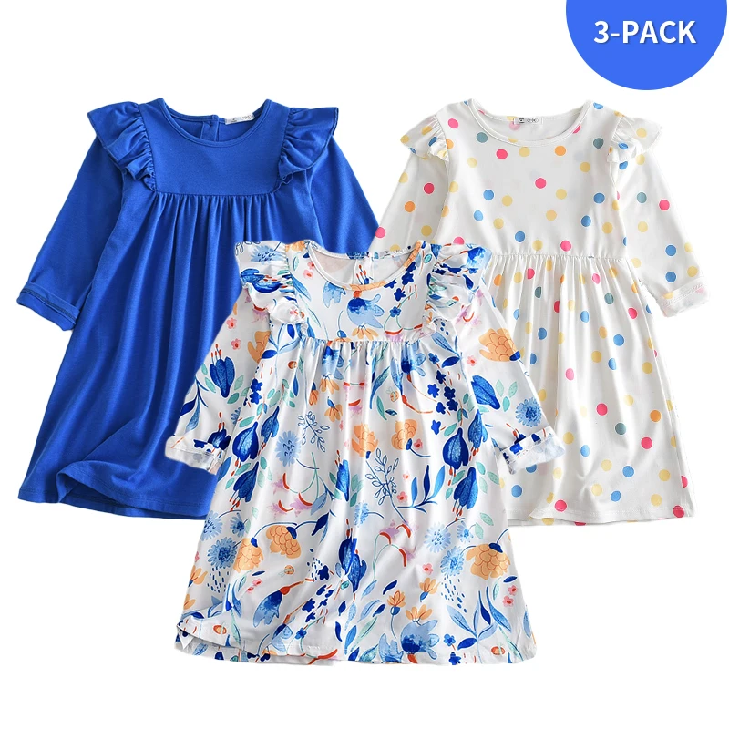 

2021 Girls Spring Autumn Clothes Complete Sets Of New Fashion Children 3 To 7 Y Frilly Dresses Princess Princess Costumes
