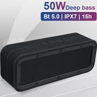 50w portable high power bluetooth speaker wireless hifi super column bass ipx7 waterproof dsp subwoofer music center sound bar