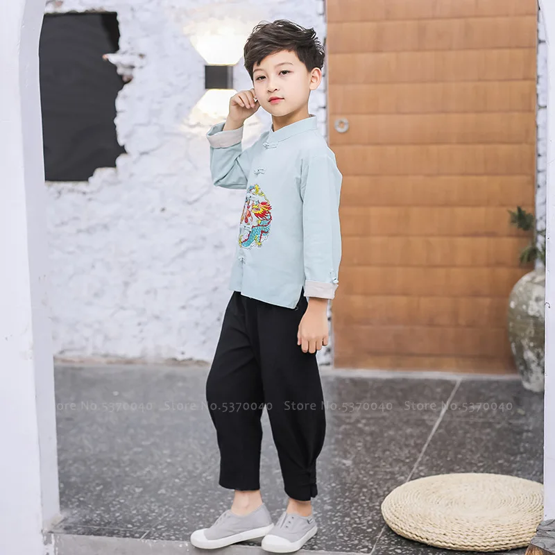 Детский костюм для мальчиков Осенний комплект из топа и брюк с длинным рукавом