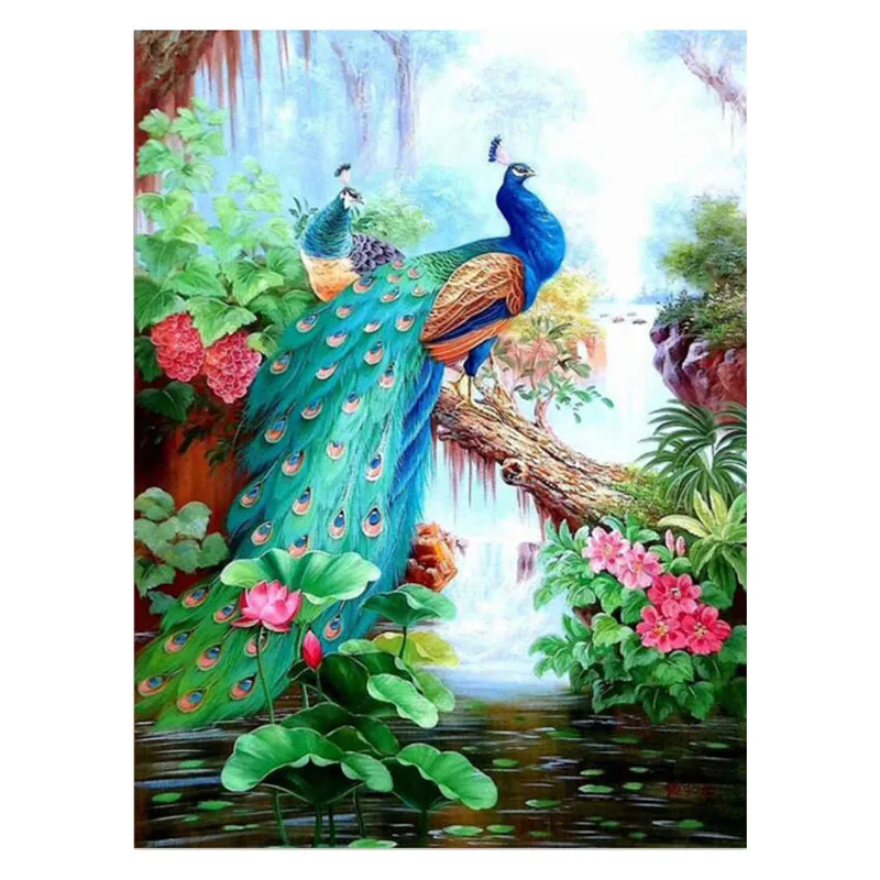 5D алмазная живопись сделай сам вышивка крестиком в виде павлина полноразмерная