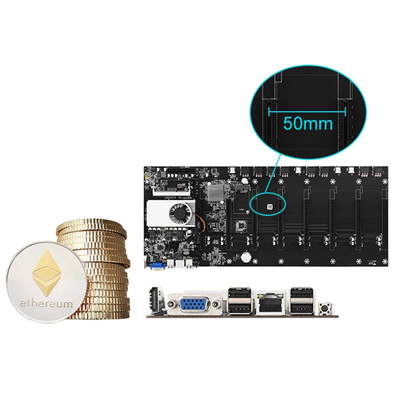 Материнская плата для майнинга 8 ГП Биткоин криптовалюта Набор с 4 Гб DDR3 1600 МГц ОЗУ