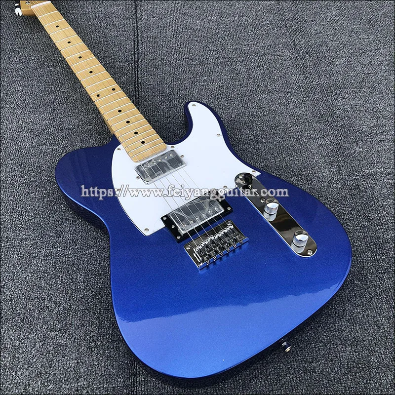 Высококачественная электрическая гитара металлическая синяя Кленовая шея оба