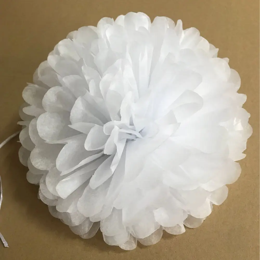 Pom Poms 12 шт белые бумажные Цветы шары для свадебного украшения DIY ремесла вечерние