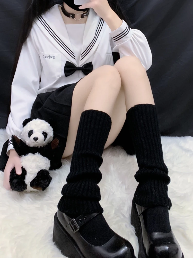 Lolita Leg Warmers Women Japanese Style Student Kawaii Gothic Knit Cute Long Socks