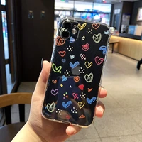 transparent phone case for iphone 11 graffiti love design shell for iphone 12 pro max soft xr all inclusive xs anti drop 7 8plus