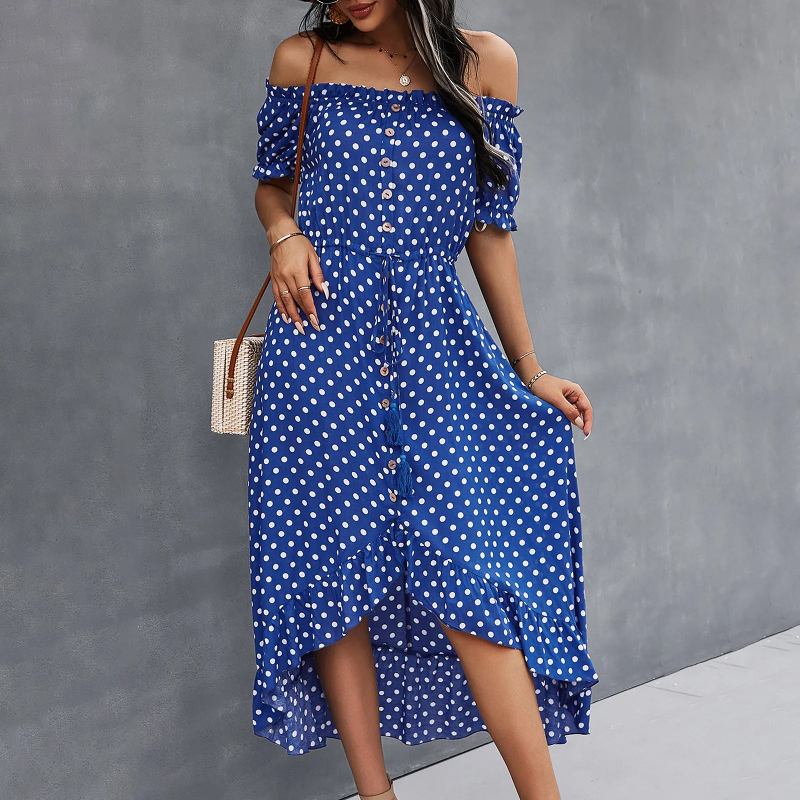 

2021 Women Summer Casual Chiffon Printing Short Sleeve Dresses New Ladies V-Neck Loose Knee-Length Dress Party Vestidos De Mujer