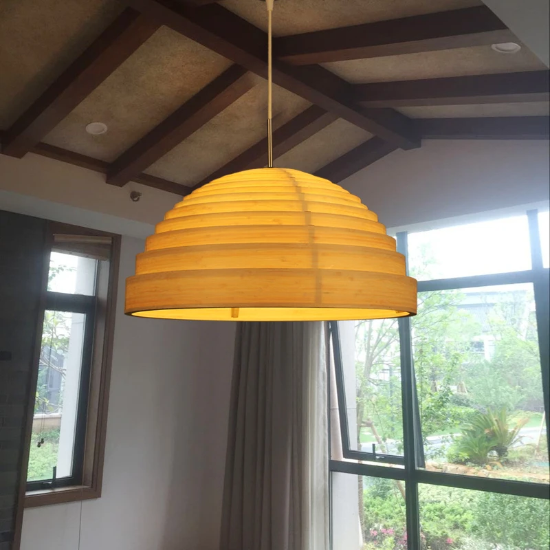 Китайский классический светодиодный подвесной светильник из дерева современный