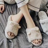 winter warm slippers cotton shoes comfortable cute lovely open toe indoor bedroom house slippers couple fur slides women slipper