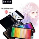 NYONI 24364872120 цветов Масляные цветные карандаши жестяная коробка для рисования эскиз Акварельная живопись