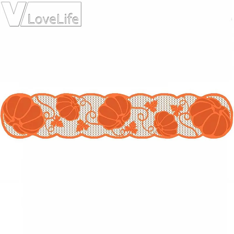 Хэллоуин Тыква кленовый лист кружевная скатерть настольная дорожка покрытие