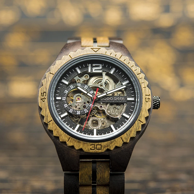 DODO DEER Wooden Mechanical Wristwatches Couple Women Men Automatic Watch Luxury Timepieces Business Fashion Waterproof Dropship