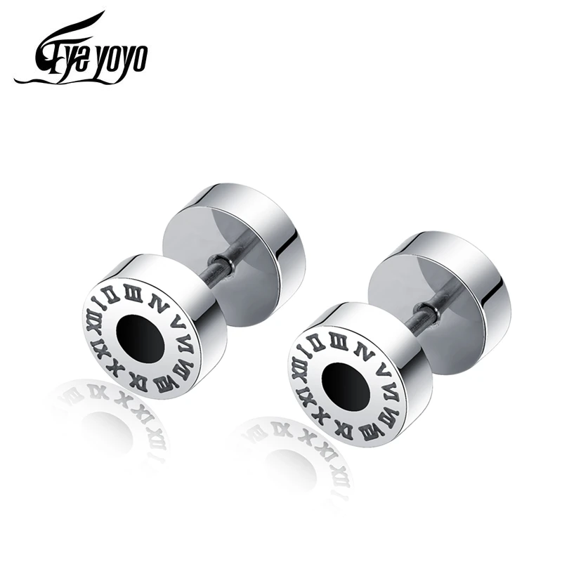 EyeYoYo корейские модные римские строительные серьги из титановой стали для мужчин