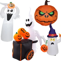 halloween inflatable model white ghost cart pumpkin pattern with light for courtyard lawn festival party terror props home decor