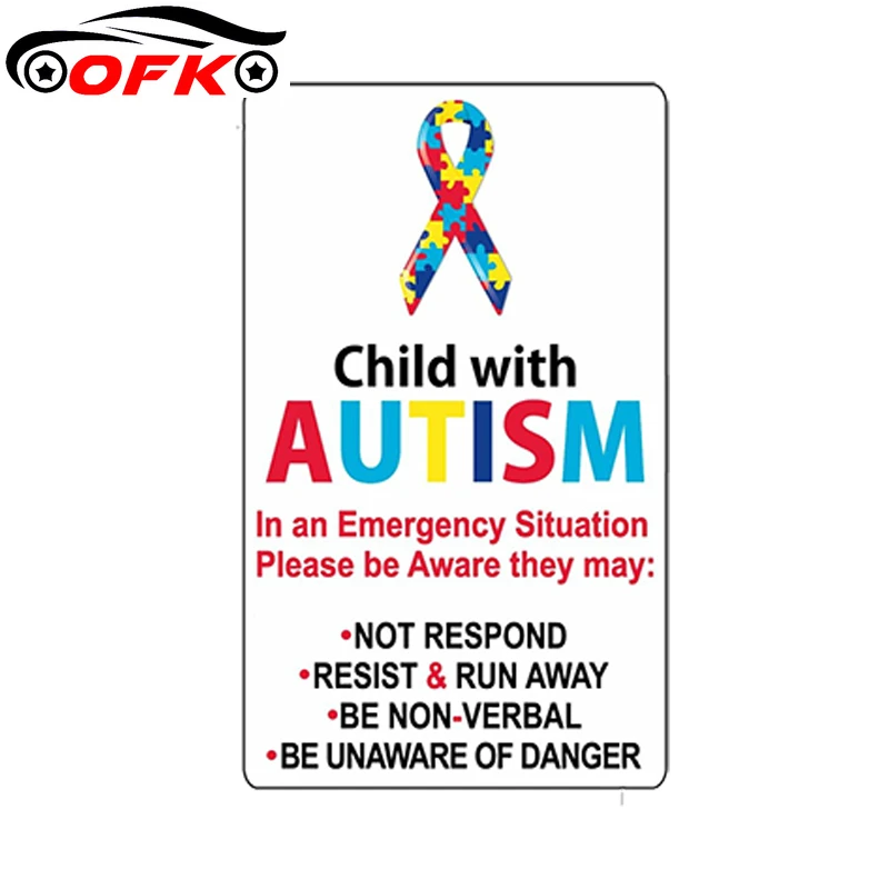

Child with Autism Car Sticker Warning Decal Window Home Door Emergency Safe Alert Help Waterproof Accessories Pvc,13cm*7cm