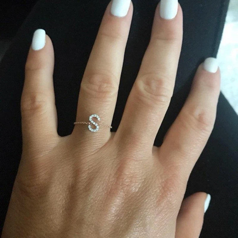 Женское регулируемое кольцо с буквами 26 дюймов минималистичной цепочкой и