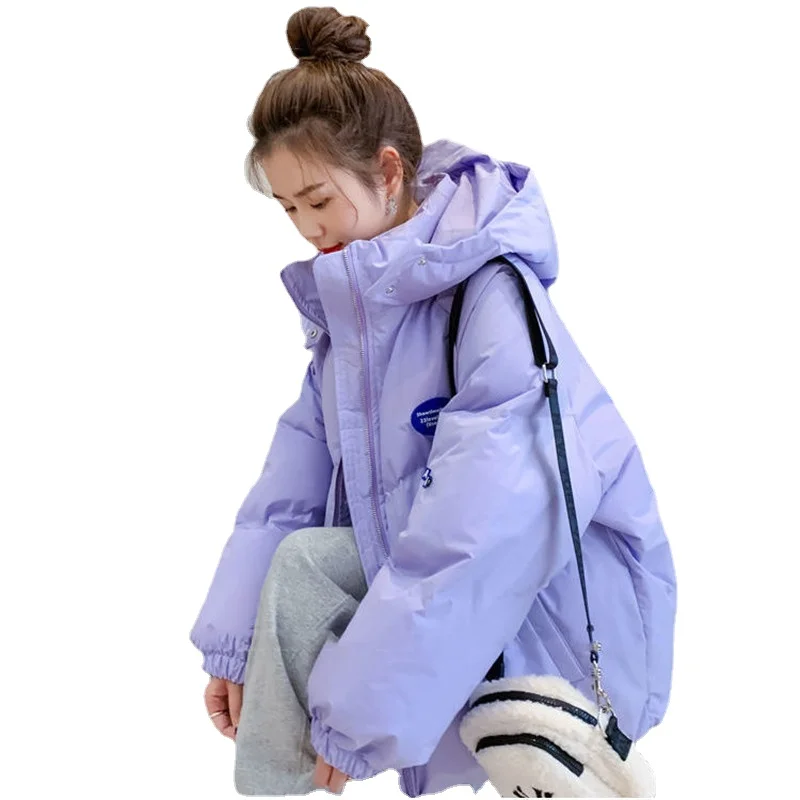 

Oversized Fashion Parkas Purple Hooded Jacket Women's Winter 2021 Loose Cotton padded Student Coat Thicken Warm Outerwear Female