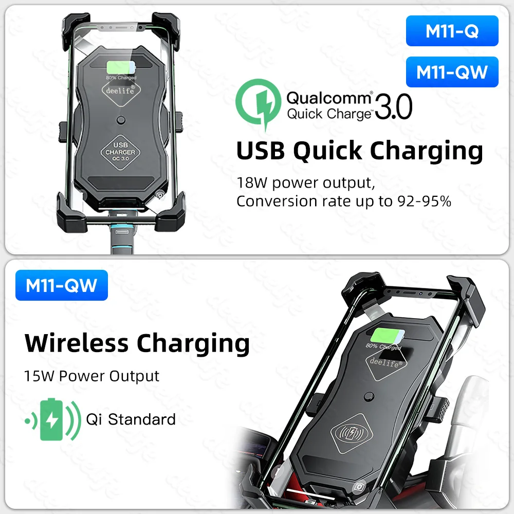 deelife mobile phone holder motorcycle wireless charging with qc 3 0 usb qi charger gps navigation mount bracket free global shipping