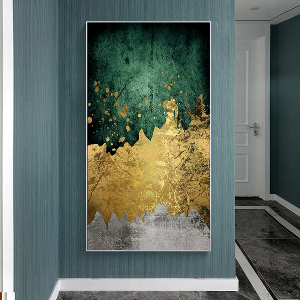 

AAHH Green Gold Modern Abstract Nordic Canvas Painting Art Cuadros Wall Art Picture Print on Canvas Home Decor