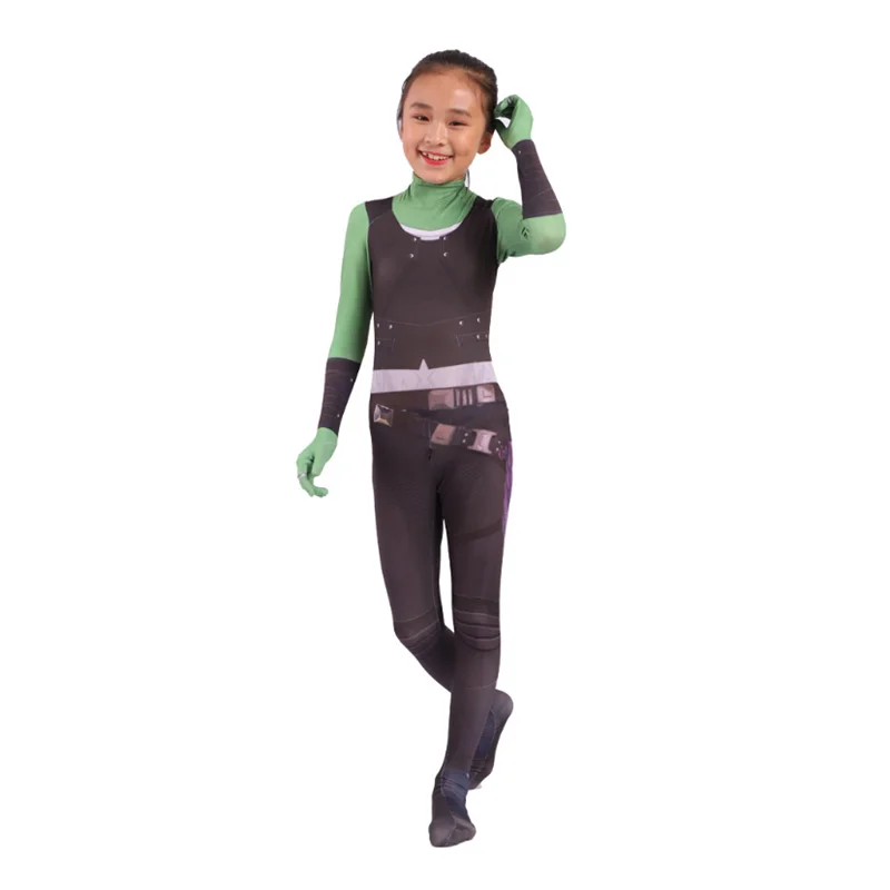 Adult Kids Gamora Cosplay Costume Guardians Of The Galaxy Suit Bodysuit Hero Jumpsuit Cosplay Halloween Kid Girl Party Costume images - 6