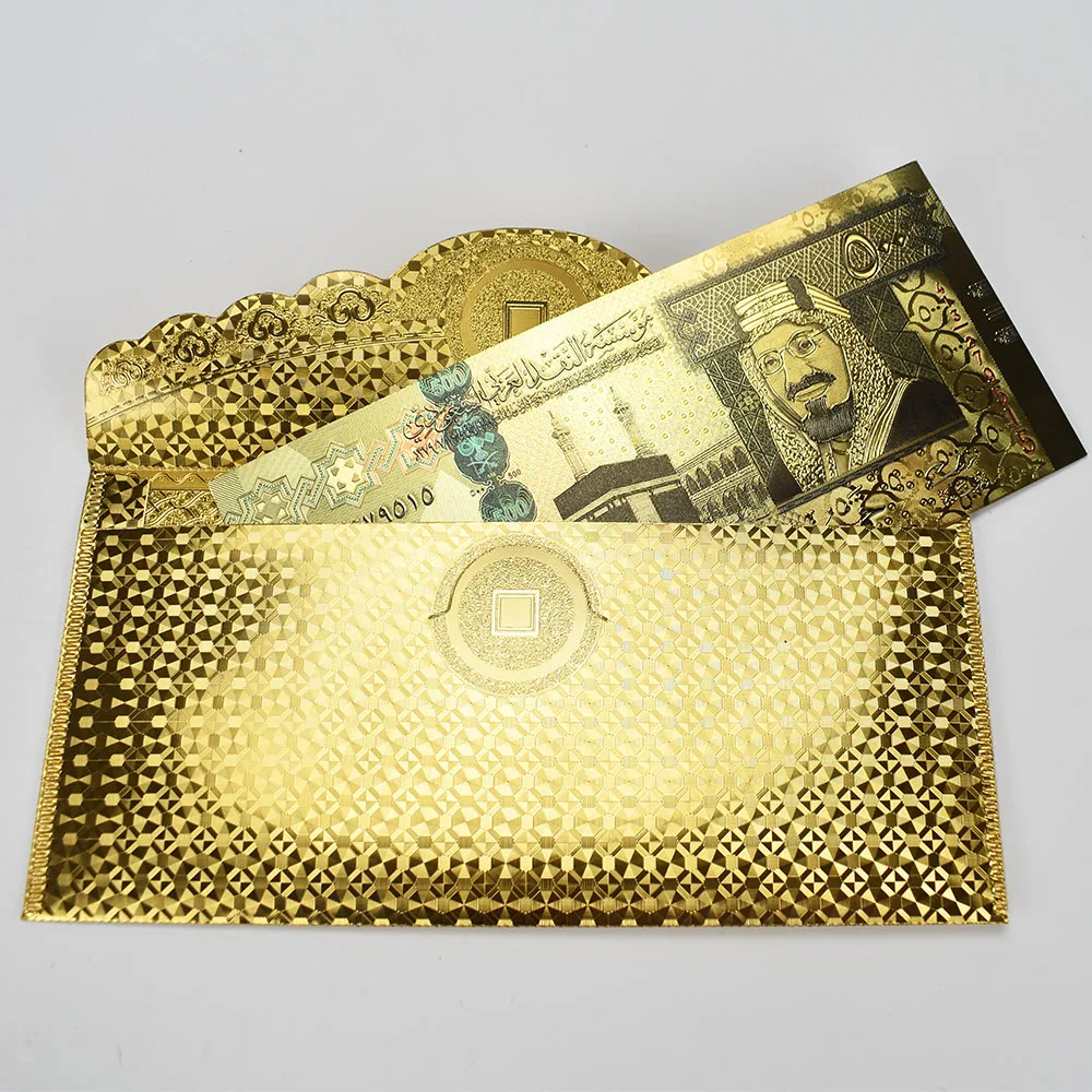 10 шт./лот цветная Золотая банкнота в Саудовской Аравии 500 банкнот с покрытием виде