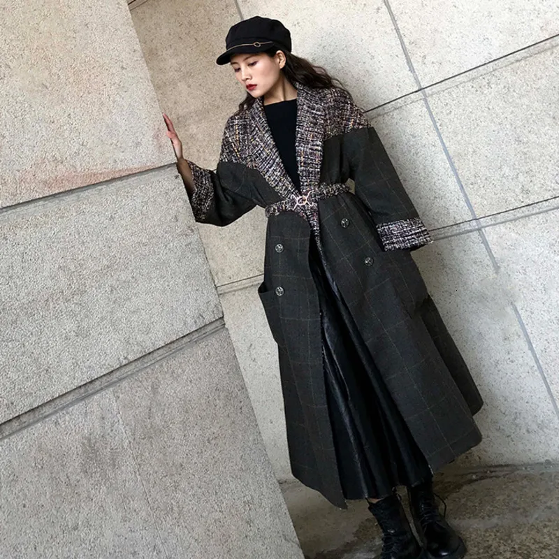 LANMREM 2019 новое осеннее и зимнее женское Ретро клетчатое твидовое стеганое