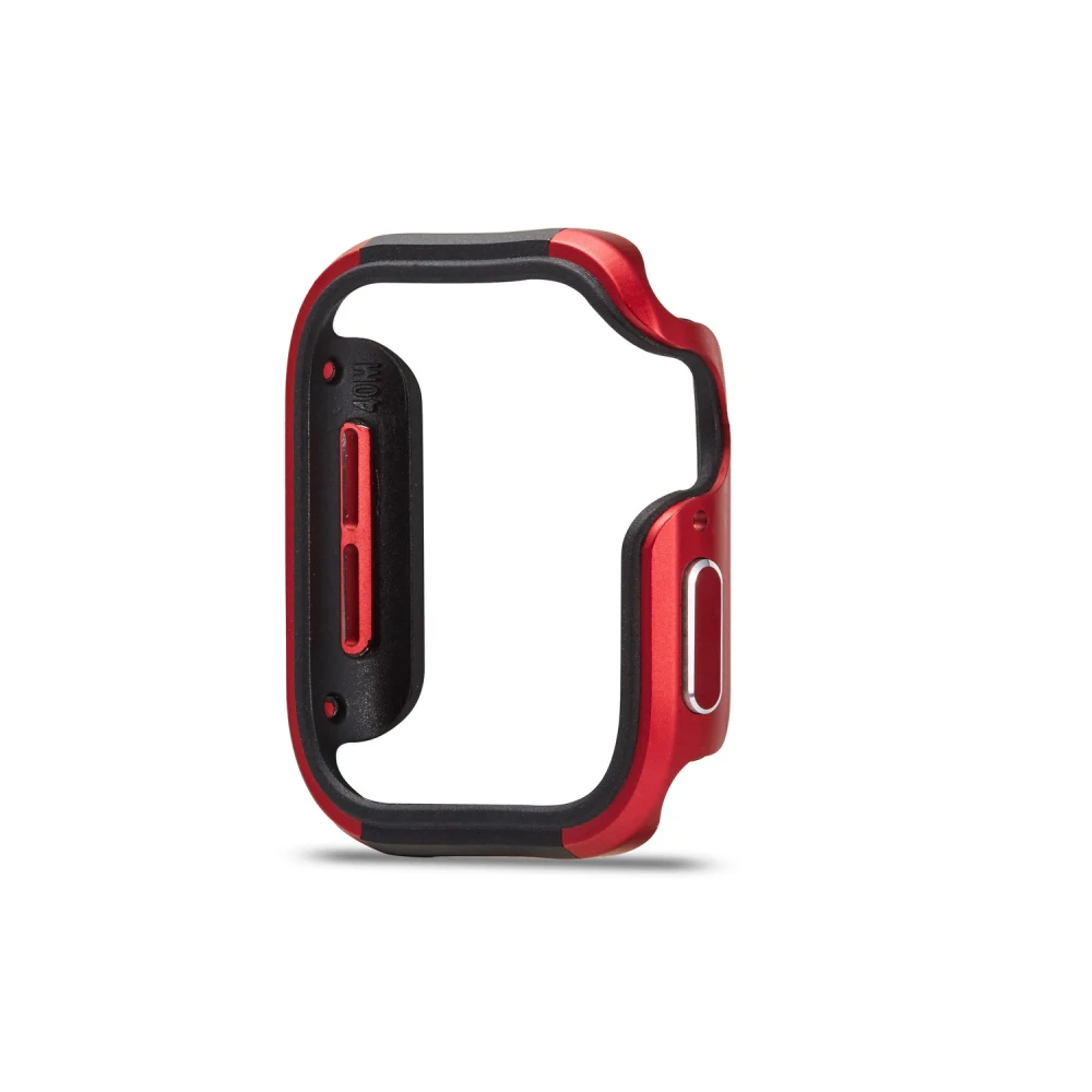 Силиконовый+ металлический чехол из алюминиевого сплава для Apple Watch 4, 5, 40 мм, 44 мм, защитный бампер для iWatch 5, 4, 40, 44 мм, корпус - Цвет: Красный