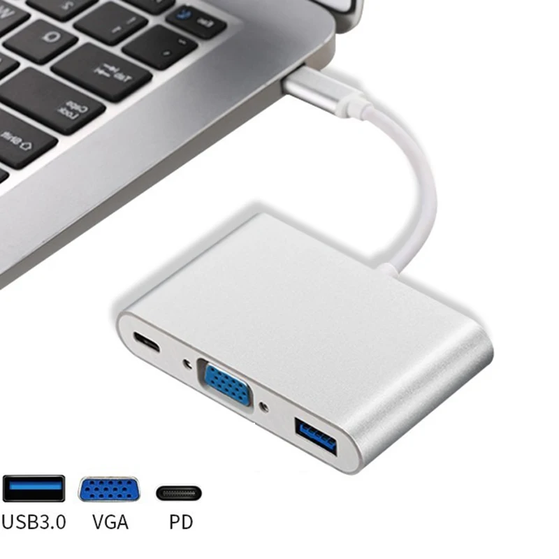 

USB-C концентратор USB Type C к VGA адаптер кабель с разъемом USB типа C USB-C VGA PD USB3.0 видеоконвертер адаптер для нового Macbook Pro Huawei Matebook