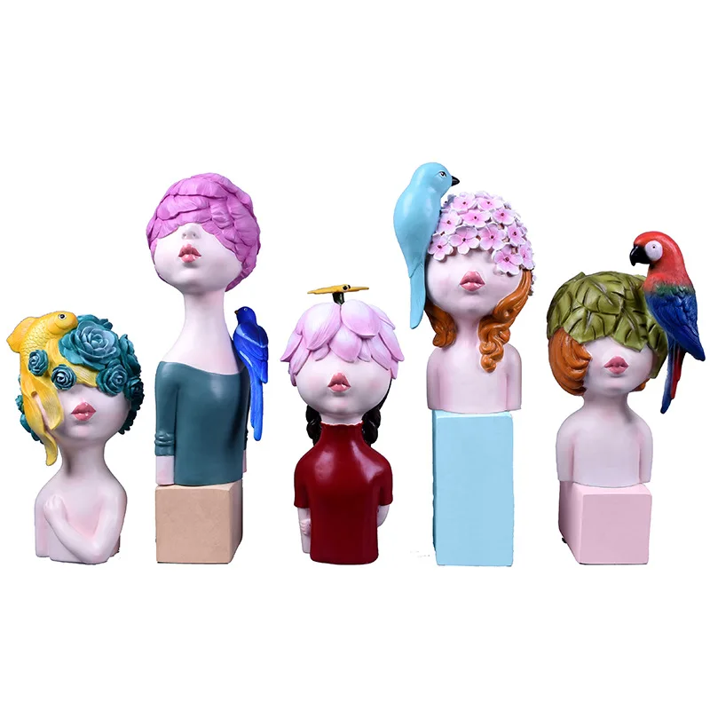 

Европейские полимерные украшения в виде птиц для мальчиков и девочек, Настольная статуя для гостиной, декор для отеля, офиса, стола