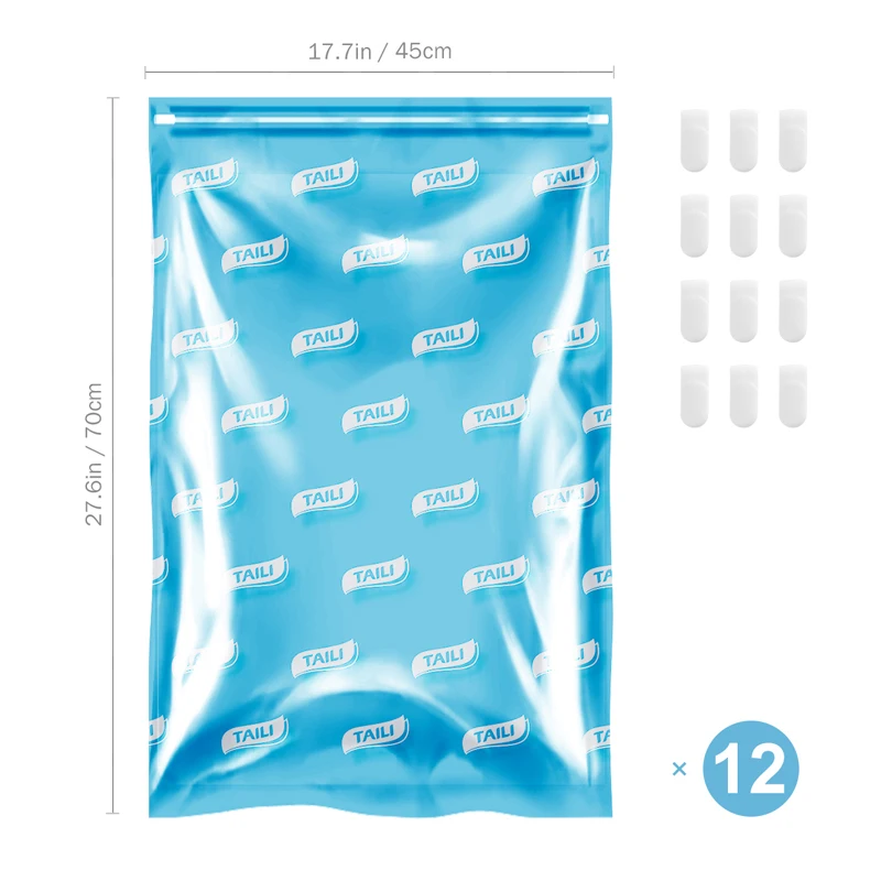 40x60cmx12PCS Blue Хозяйственные пакеты для путешествий без вакуума и насоса, компрессионные закатывающие одежду, большие одеяла, постельные принадлежности, гигантские полотенца - Цвет: 40x60cmx12PCS Blue