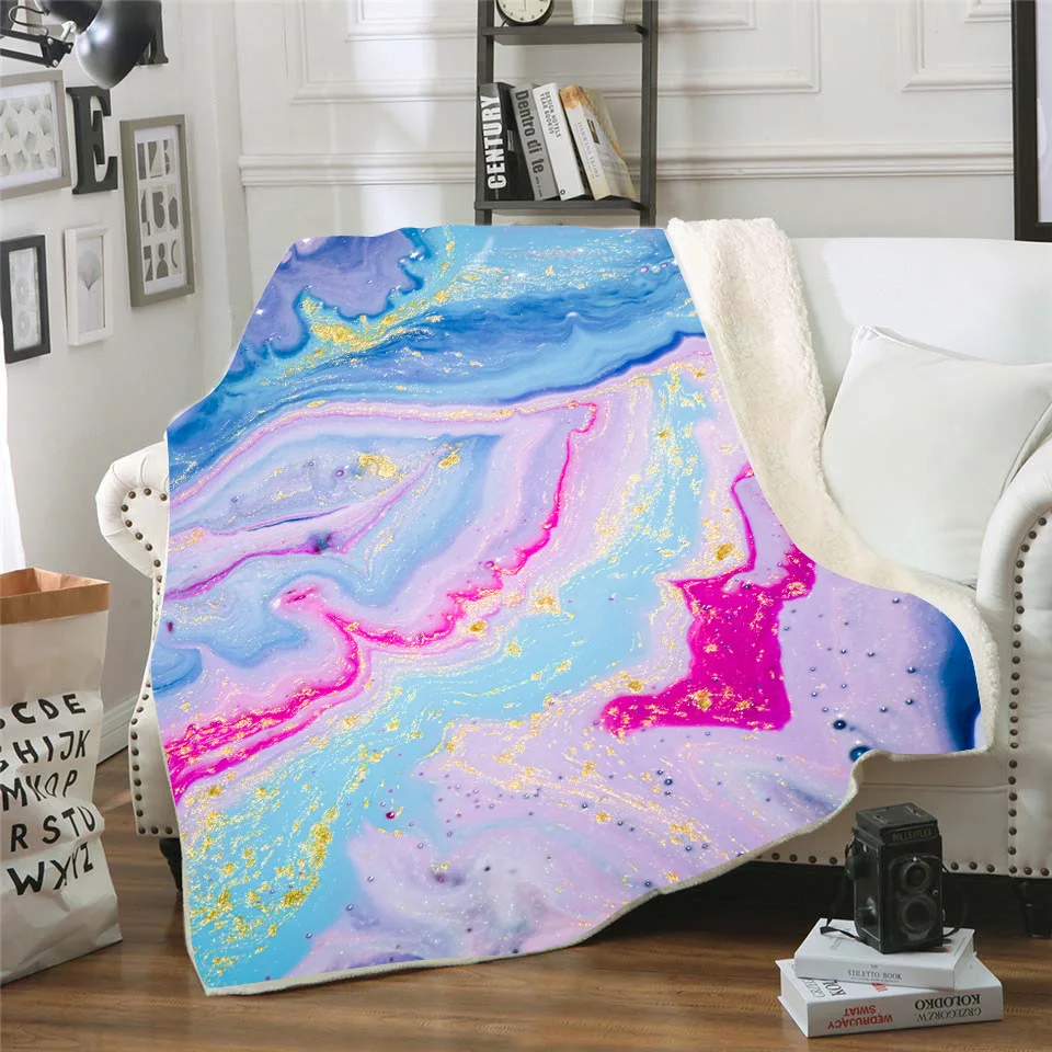 

Colored 3D Printed fleece blanket for Beds Hiking Picnic Thick Quilt Fashionable Bedspread Sherpa Throw Blanket 09