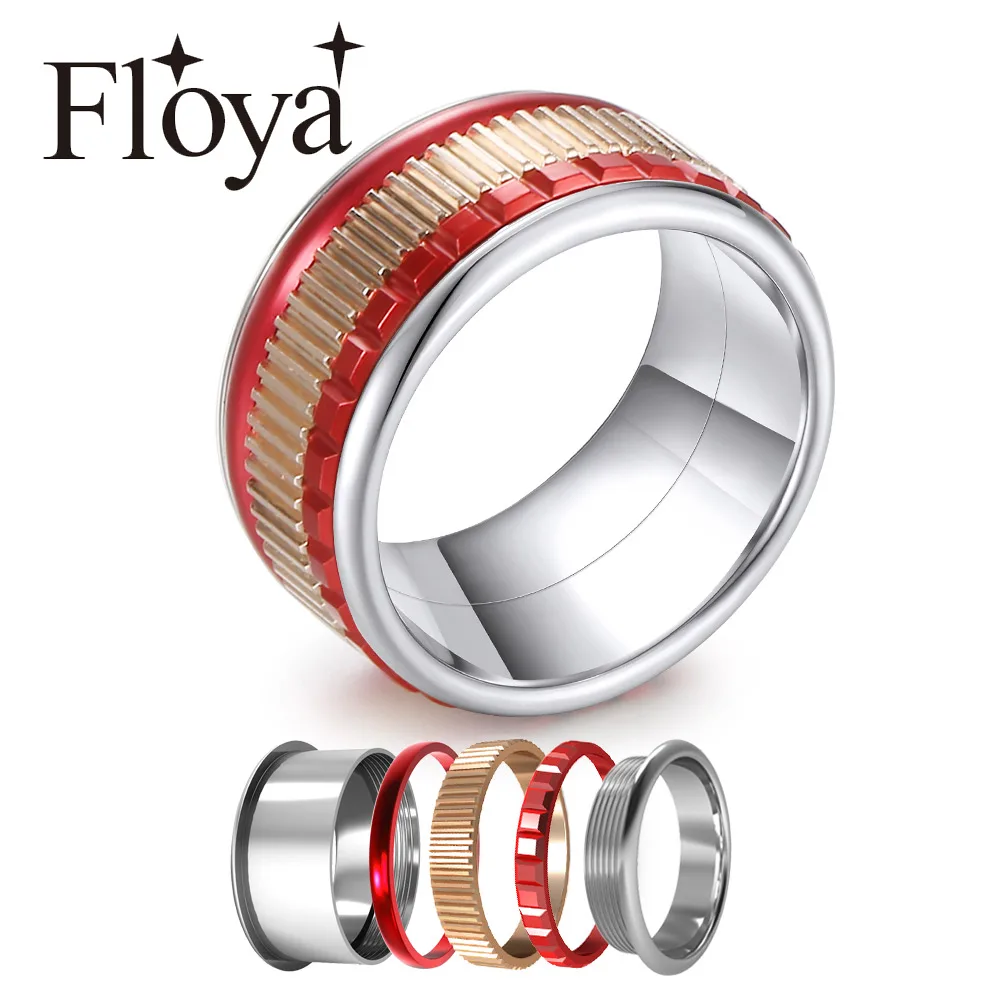 

Floya 316L кольца из нержавеющей стали для женщин обручальное кольцо снаряжение ювелирные изделия красные аксессуары Комбинированный браслет