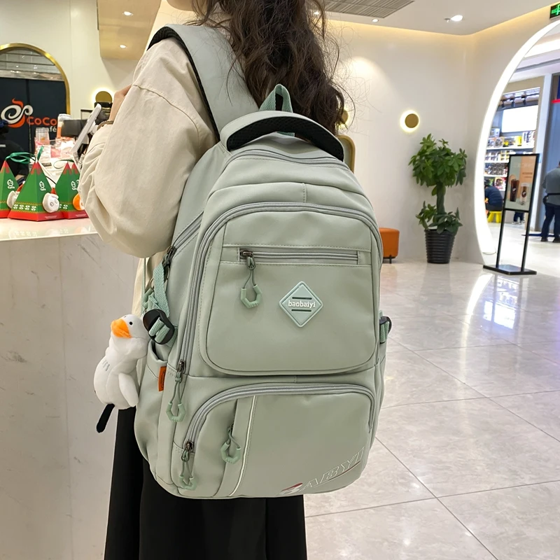 

Новый однотонный вместительный школьный ранец EST на плечо для женщин, милый школьный портфель для девочек, повседневная женская сумка