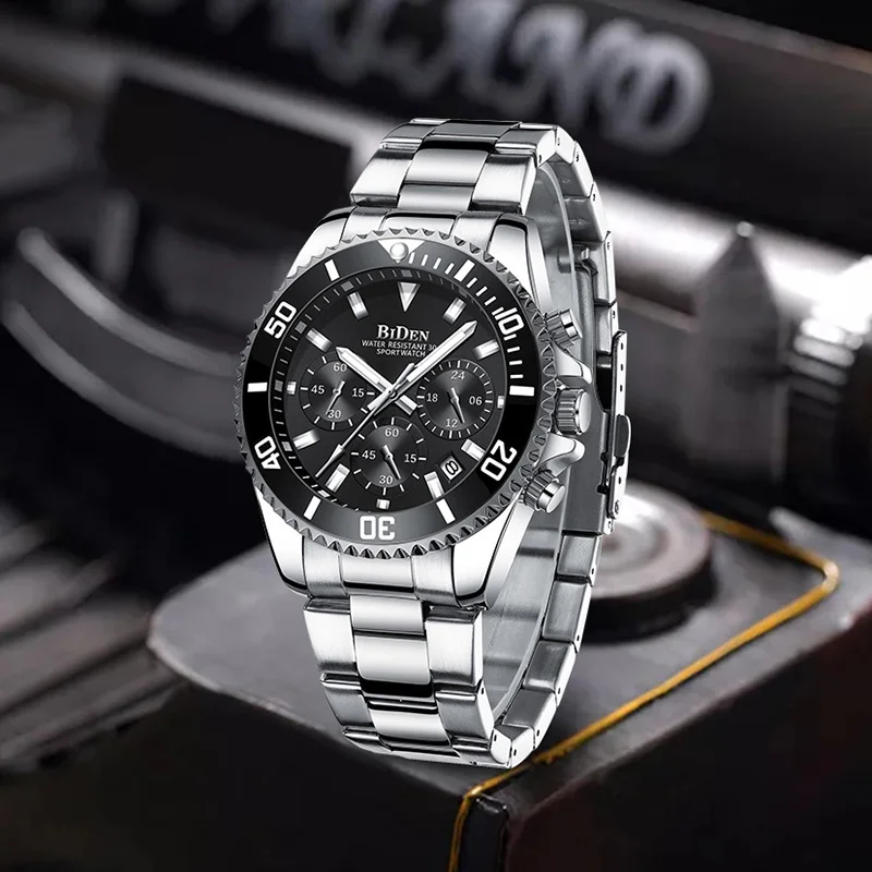 Модные часы Rolexable для мужчин, Черный Топ бренд, Роскошные военные Стальные наручные часы, мужские спортивные водонепроницаемые часы с хронографом, подарок