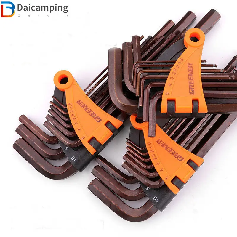 Daicamping 9pcs 1.5mm- 10mm S2 Allen Key hexagonal wrench tool set Matte Chrome Ball Hex key Spanner repair Tool Kit | Инструменты