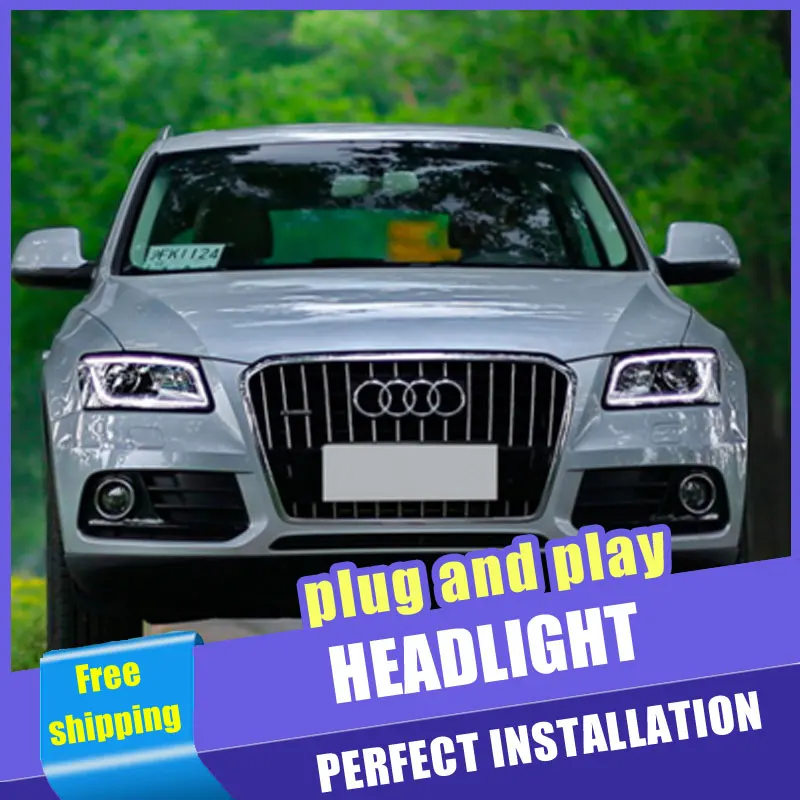 

2PCS Car Style LED headlights fo Audi Q5 2009-2017 for Q5 head lamp LED DRL Lens Double Beam H7 HID Xenon bi xenon lens