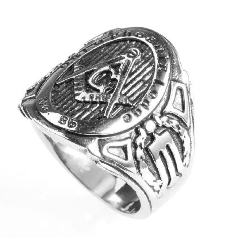 Оптовая продажа модное масонское кольцо из нержавеющей стали серебряного цвета