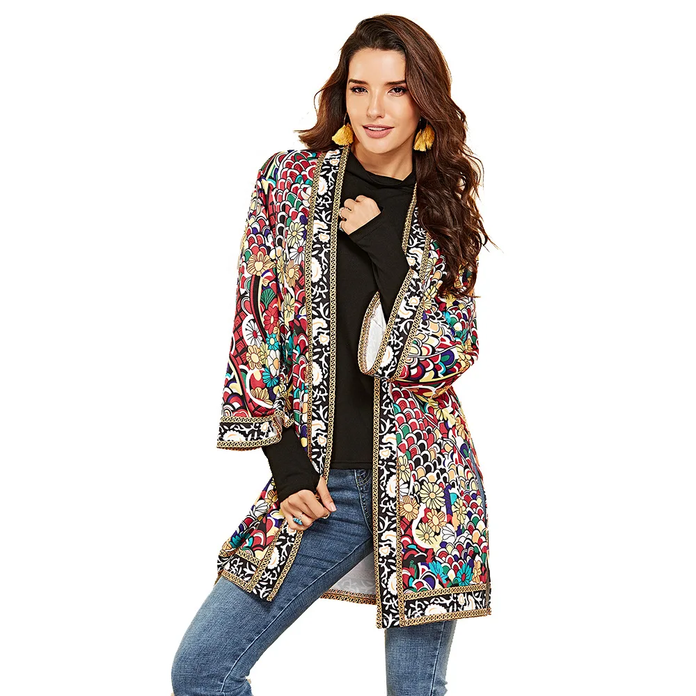 

Spring 2020 new cardigan women beach long coat long sleeve printed shirt shawl