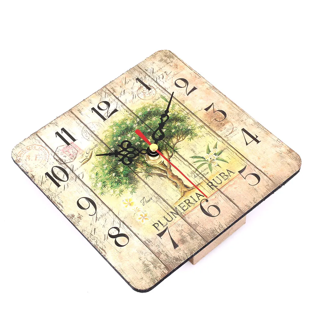 Mute Clocks Decoration Clock MDF Office Square Wood Fashion Digital Wall Hotel Desktop 15cm Silent Holiday Livingroom | Дом и сад