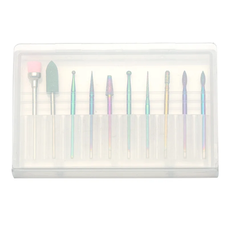 

10pcs Nail Drill Head Manicure Tungsten Steel Polishing Head Color Titanium Advanced Nail Polishing Tools Nail Art