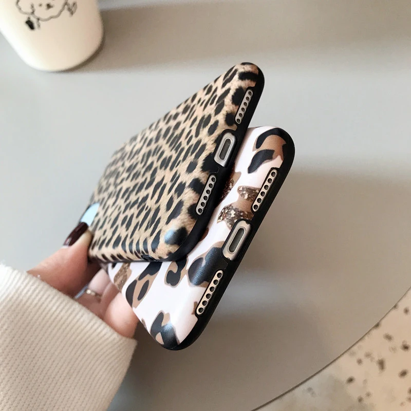 

Leopard Print Phone Case For iPhone 11 12Pro Max XR XS Max X 8 7 6S Plus Luxury Strap Soft Silicone Lanyard Cover For iPhone 12