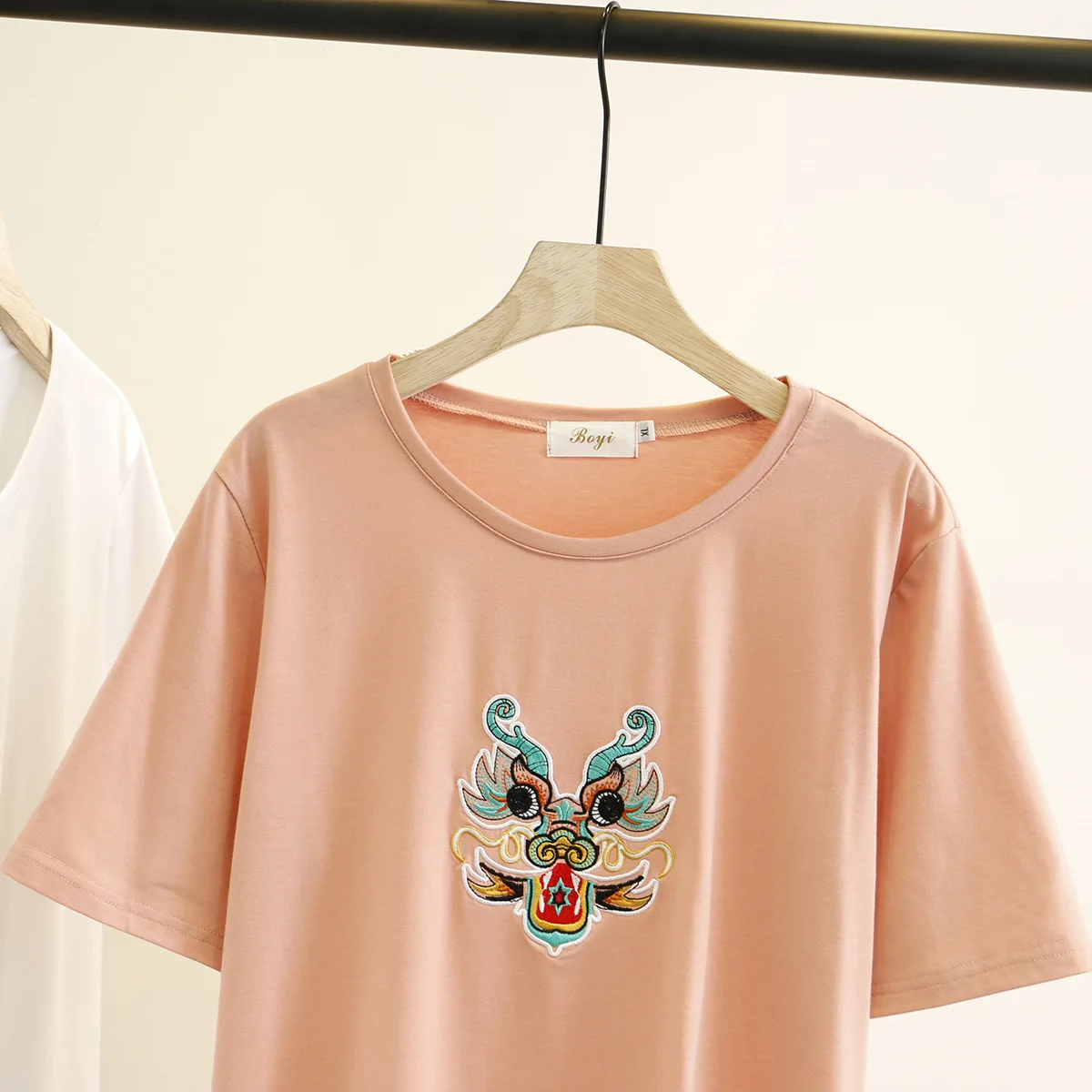 Китайский дракон вышивка футболка Женские повседневные футболки новая летняя