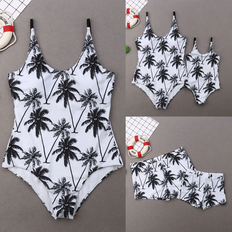 

Family Matching Swimwear Mother Father Daughter Swimsuit Women Kid Baby Girls Bathing Suit Swimming Costume 2021 New