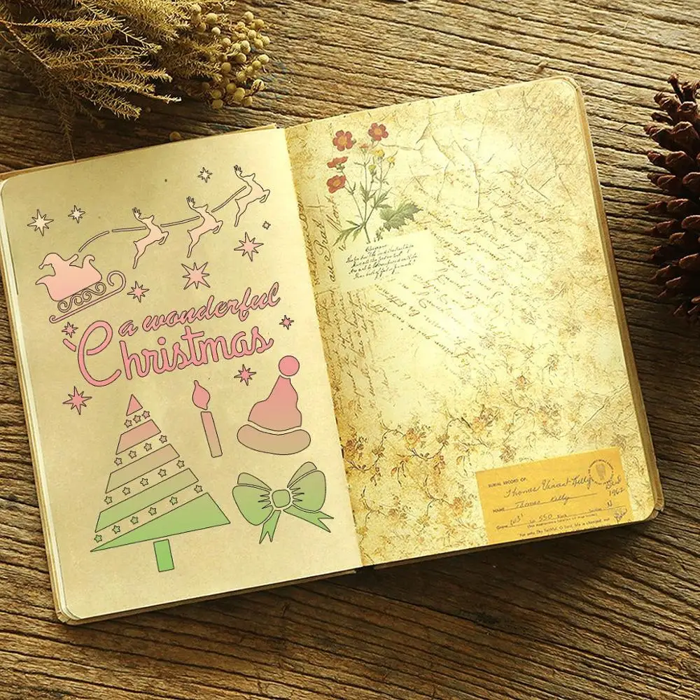 12 шт./компл. Рождественские Элементы шаблон картины трафареты для скрапбукинга DIY