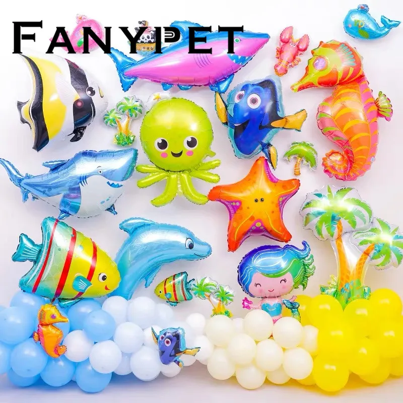 10 шт. мини Осьминог рыба клоун пятна Рыбы Раков фольгированные воздушные шары