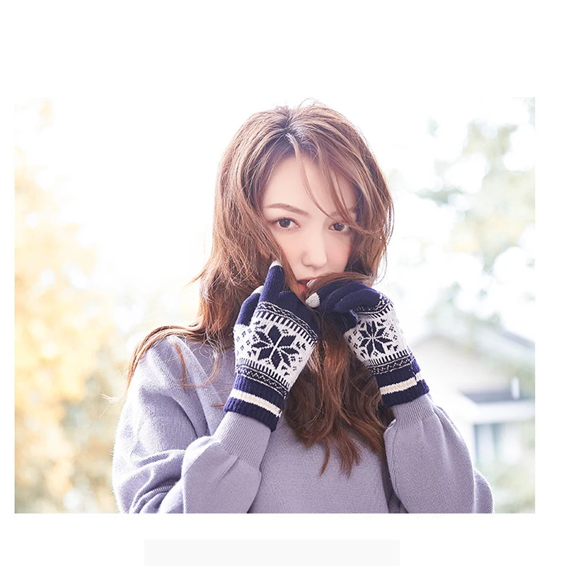 Зимние перчатки для сенсорного экрана эластичные вязаные теплые с имитацией