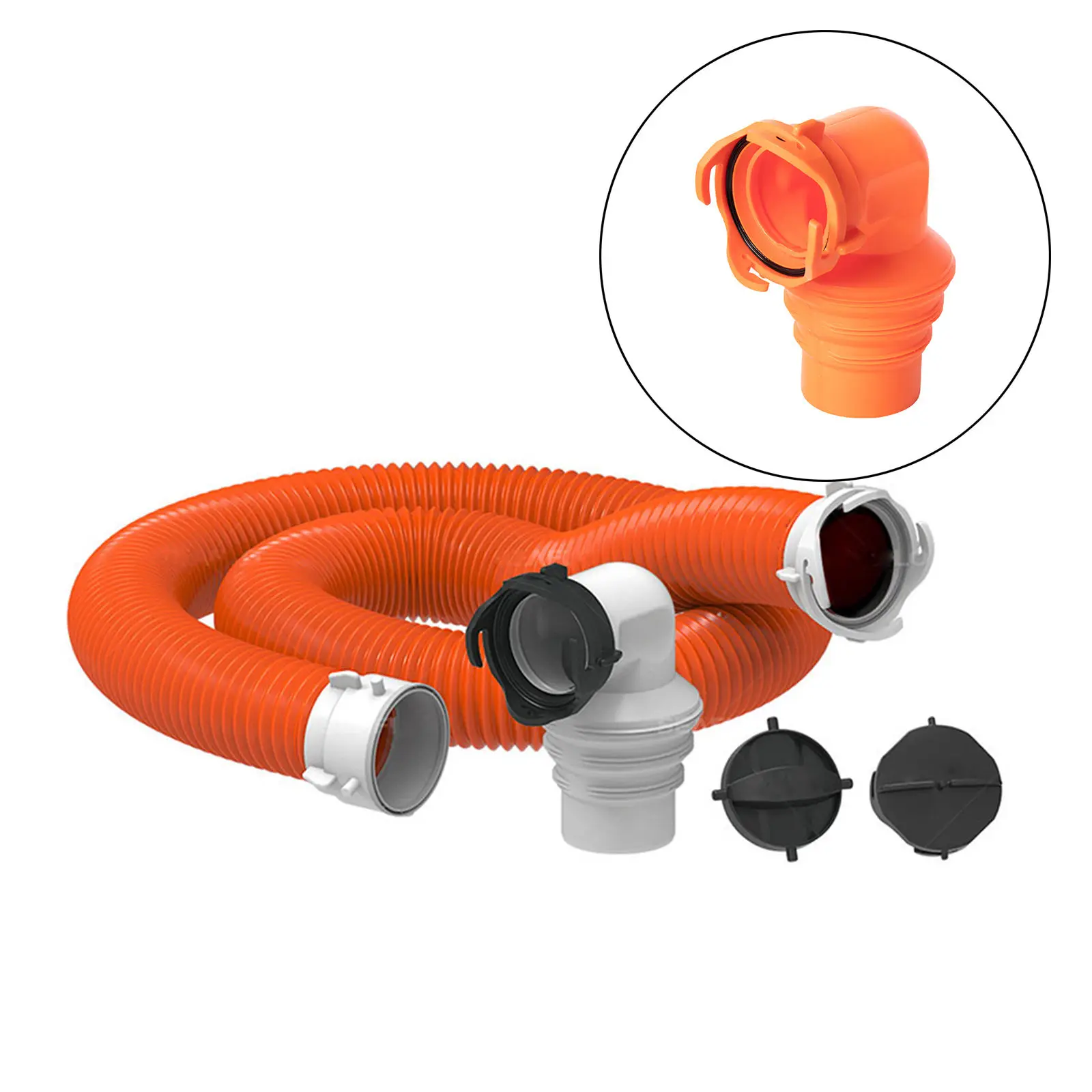 

90 Degree RV Sewer Hose Swivel Elbow Fitting Adapter for 3" 3-1/2" 4" Pipe Threads Orange for use at any campground or RV site