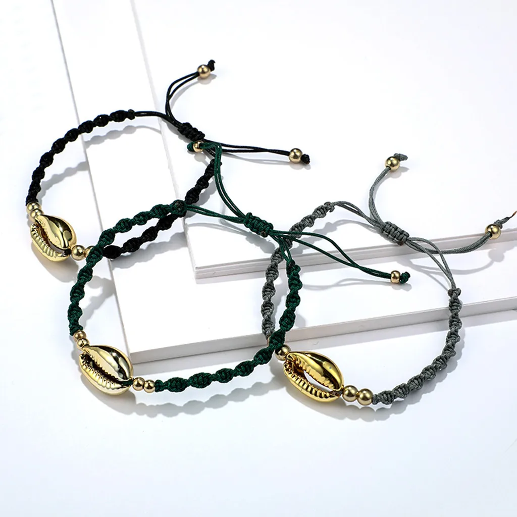 Ножные браслеты этнические ручная вязка сплав маленькие круглые с бусинами