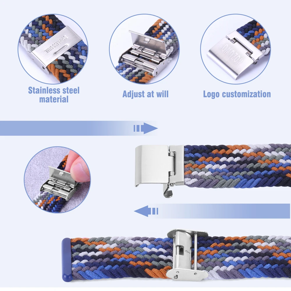 Nylon Strap for Samsung Galaxy Watch Active 2 Watchband Gear S3 Braided bracelet for huawei watch GT 2 46mm/2e/2 Pro Wristband