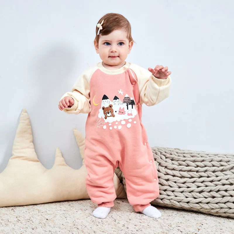 Осень зима 2019 Детский комбинезон с длинным рукавом и круглым вырезом|Ромперы| |