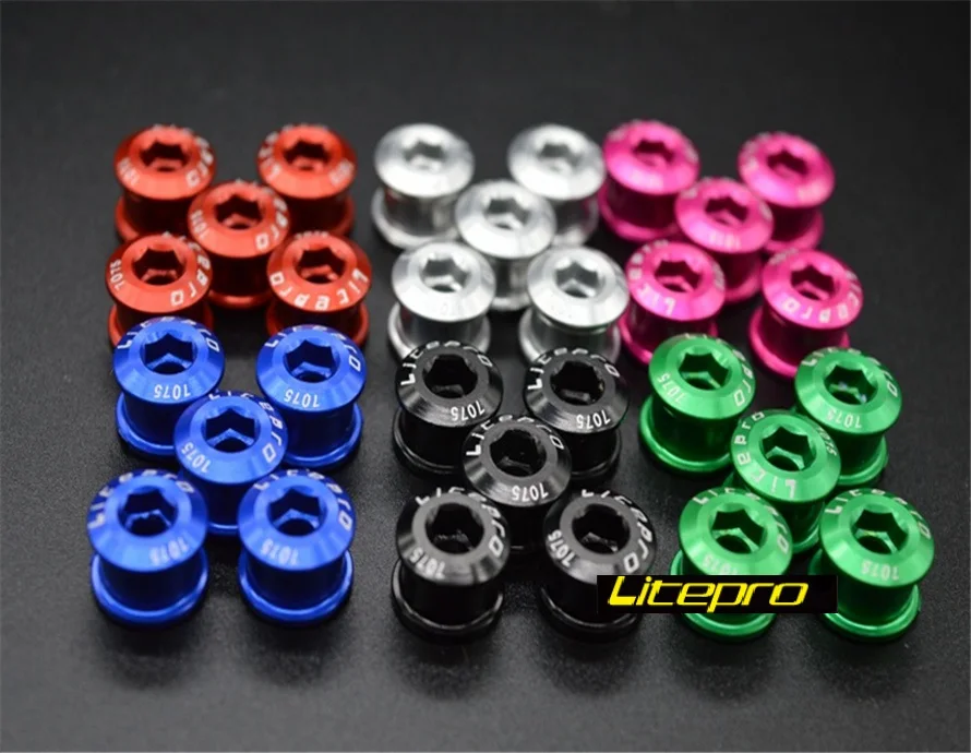 Litepro крепеж-болты для шатуна из алюминиевого сплава, одинарная звездочка на одну цепь, крепление винтами для установки звездочки на велосипед MTB, шоссейный велосипед, складной велосипед.